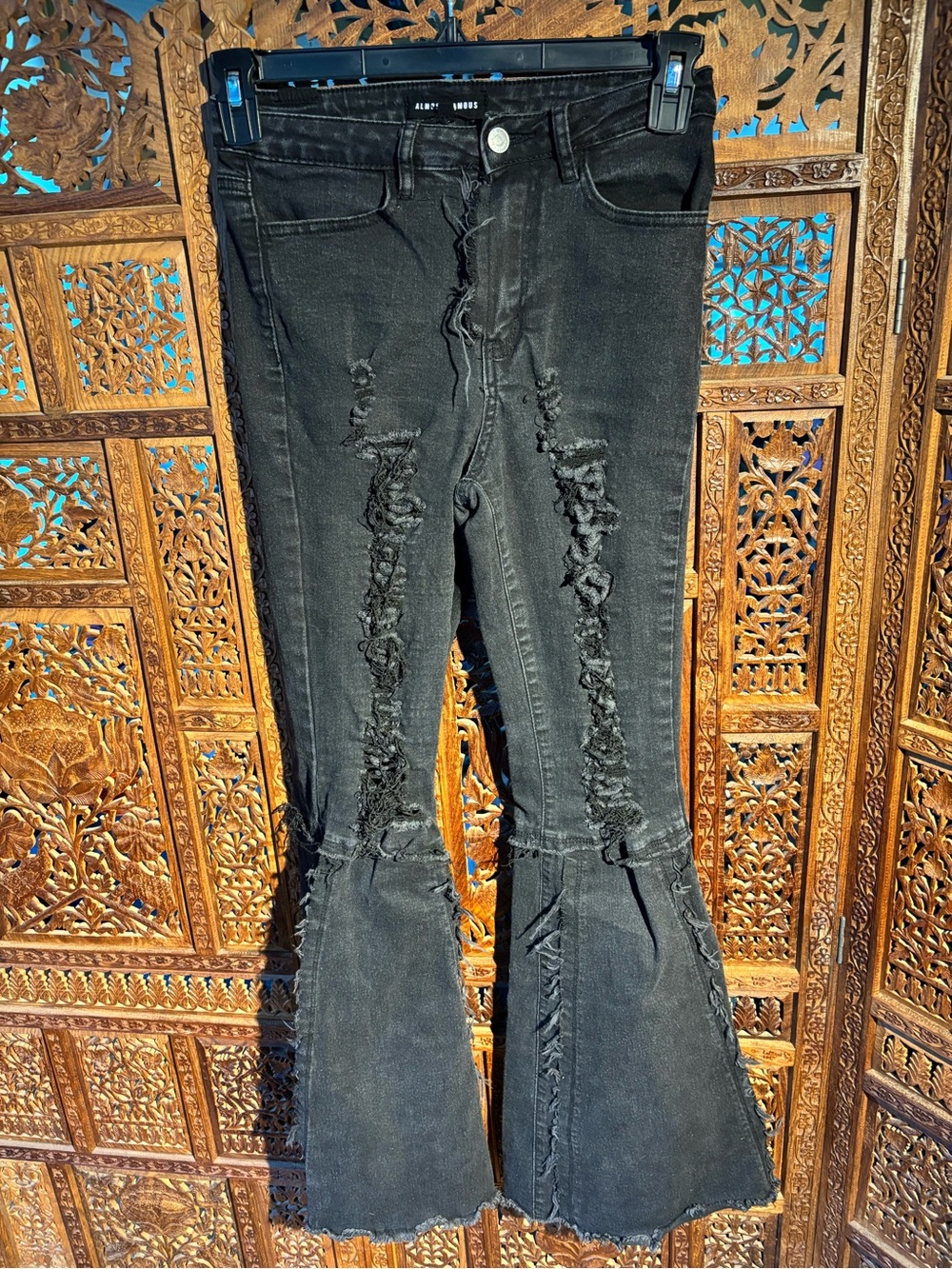 Almost Famous Black Distressed Flare Jeans